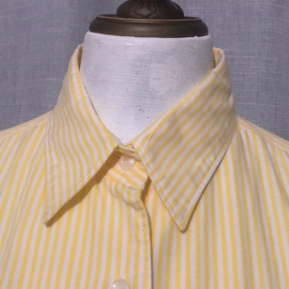 Vintage GAP Boyfriend Fit ButtonUp-Sz L-Cotton-Yellow/White Stripes-EUC - Picture 2 of 16